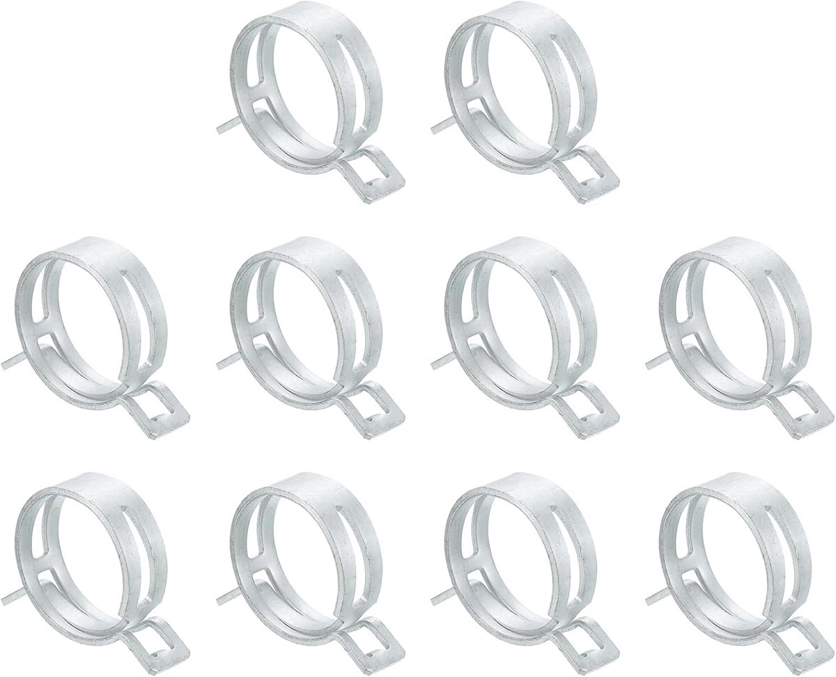 10 stuks veerband-type-actie brandstof/siliconen vacuüm-slangslangklem, 35 mm lagedruk-luchtveerslangklem voor auto-oliebuis, waterbuis, zilver