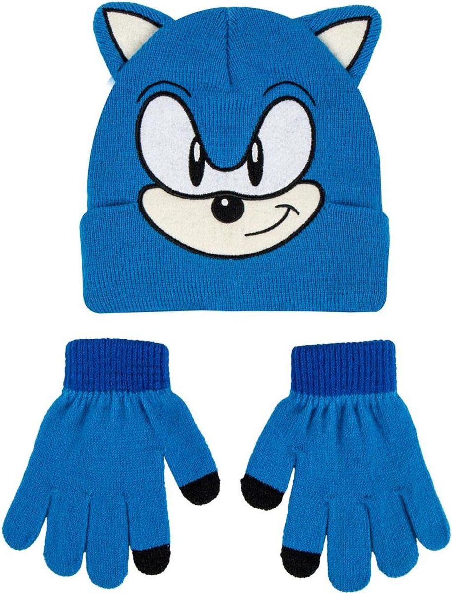 LIFE'S LITTLE MOMENTS Sonic Set van muts en handschoenen, zacht, officieel gelicentieerd product, 2-delige set, standaard, uniseks, kinderen