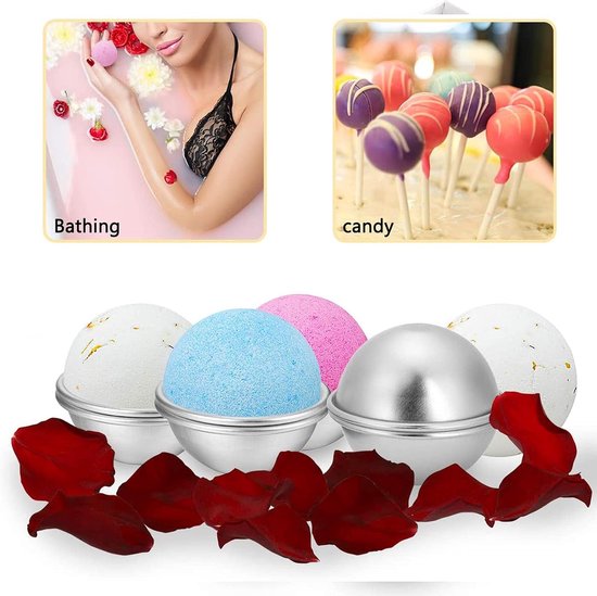 Bomb Mold Badvorm DIY Kit Zeep Mold Metalen Badbom Vorm Badbom Vorm Kit Vormen Badballen Badbommen Pers voor Chocolade Cupcake Muffins Zeep (12 stuks) — afbeelding 4
