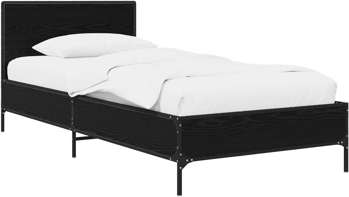 Hout modern hoofdeinde bedframe Zwart eiken 80 x 200 cm