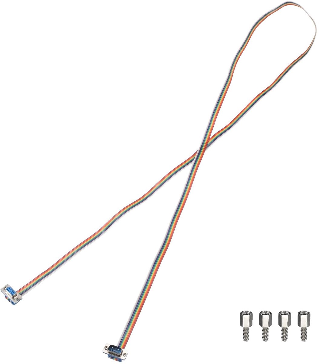 Regenboogkabel bandkabel DB9 stekker naar DB9-bus 59 inch lengte 2,54 mm rasterbroodplank jumperkabel voor elektronische projecten