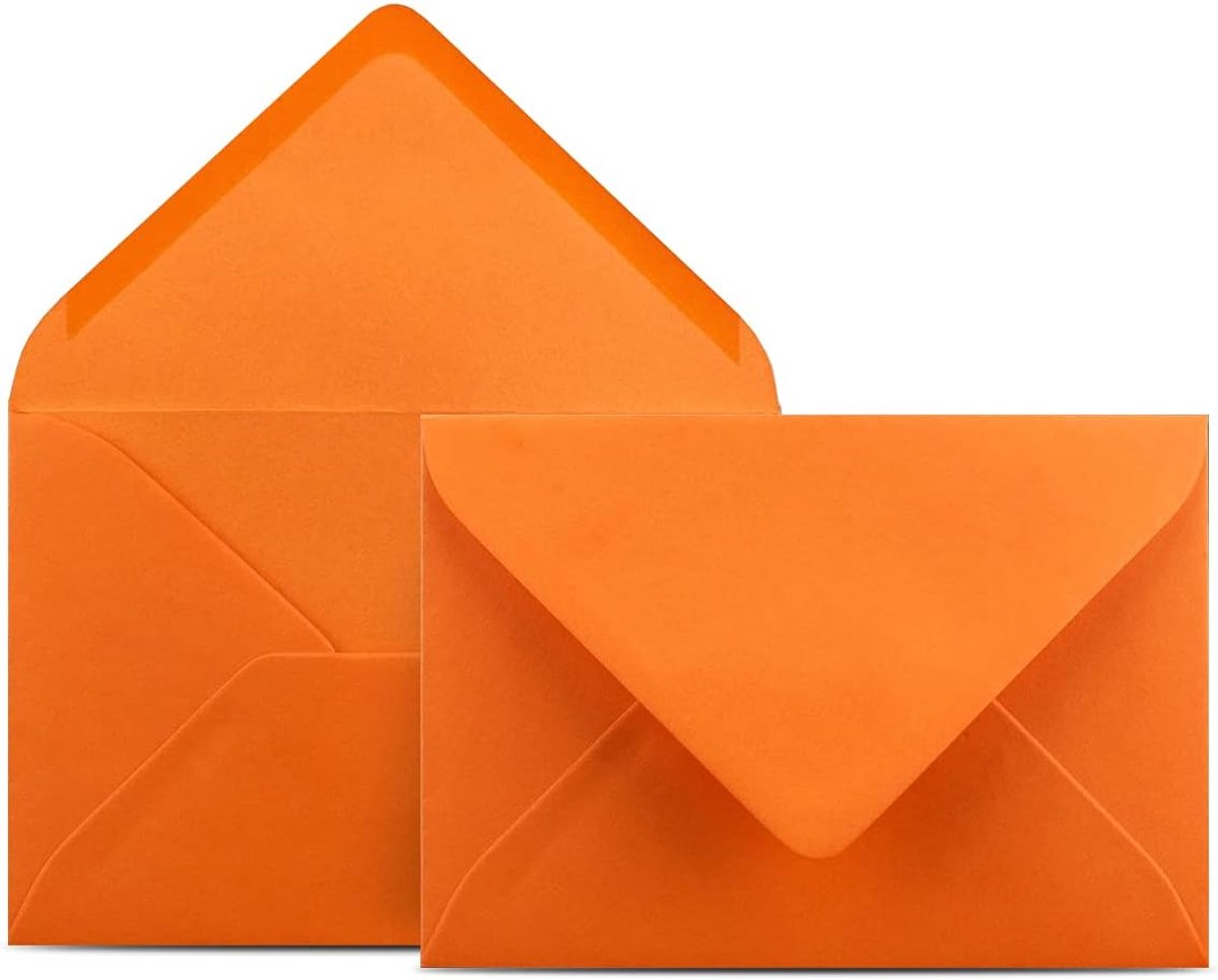 100 Briefumschläge DIN C6 Oranje - 11,4 x 16,2 cm - Enveloppen met 80 g/m² natte lijm puntige klep - Omslagen zonder venster - Colours-4-you