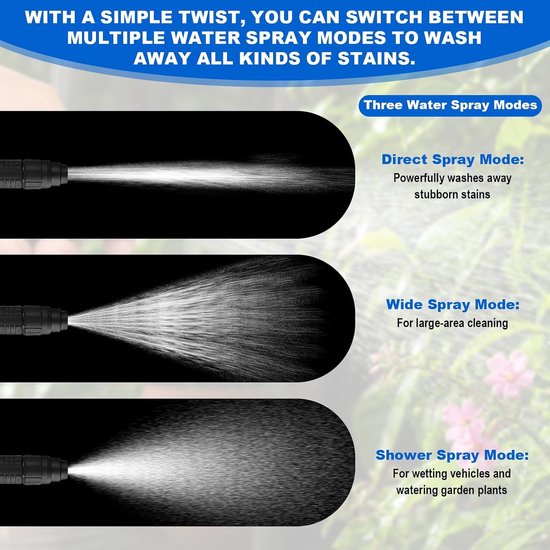 Hogedruk Waterpistool voor Auto Reiniging, Krachtige Watersproeier met Booster Mondstuk & Multifunctionele Connectoren Straalmondstuk voor Tuin Gazon Planten Water Geven — afbeelding 4