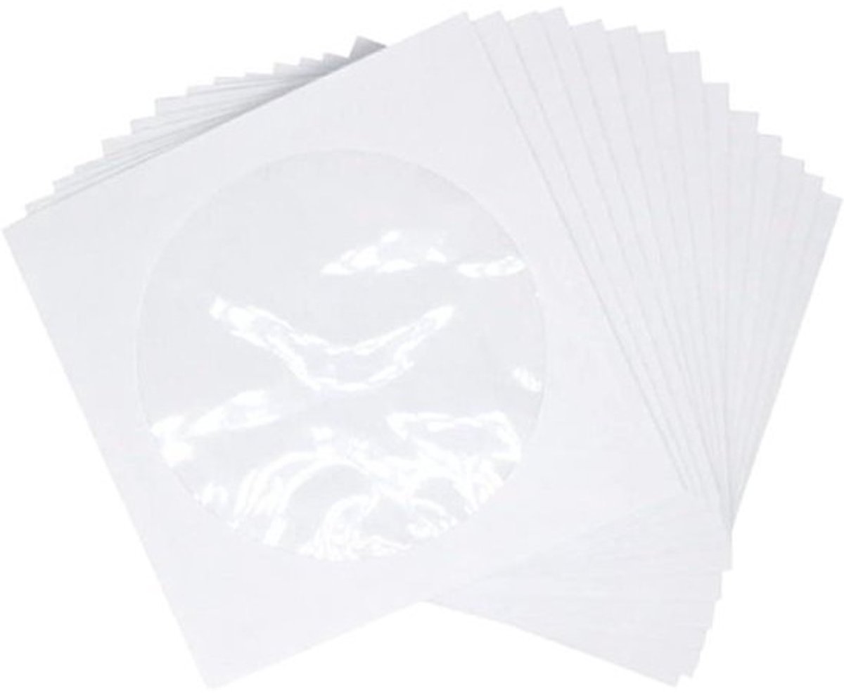 Cd Hoesjes - Dvd Hoesjes Opslaghoesjes - Cd Dvd Opslag - Transparant Venster - 125 x 125 cm - Wit