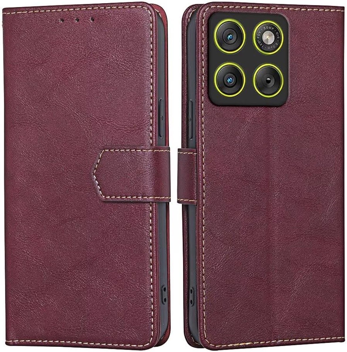 Lederen portemonneehoesje voor Motorola Moto Edge 70 Fusion (6,77 inch), flip telefoonhoesje met RFID-blokkering, magnetische beschermhoes - rood