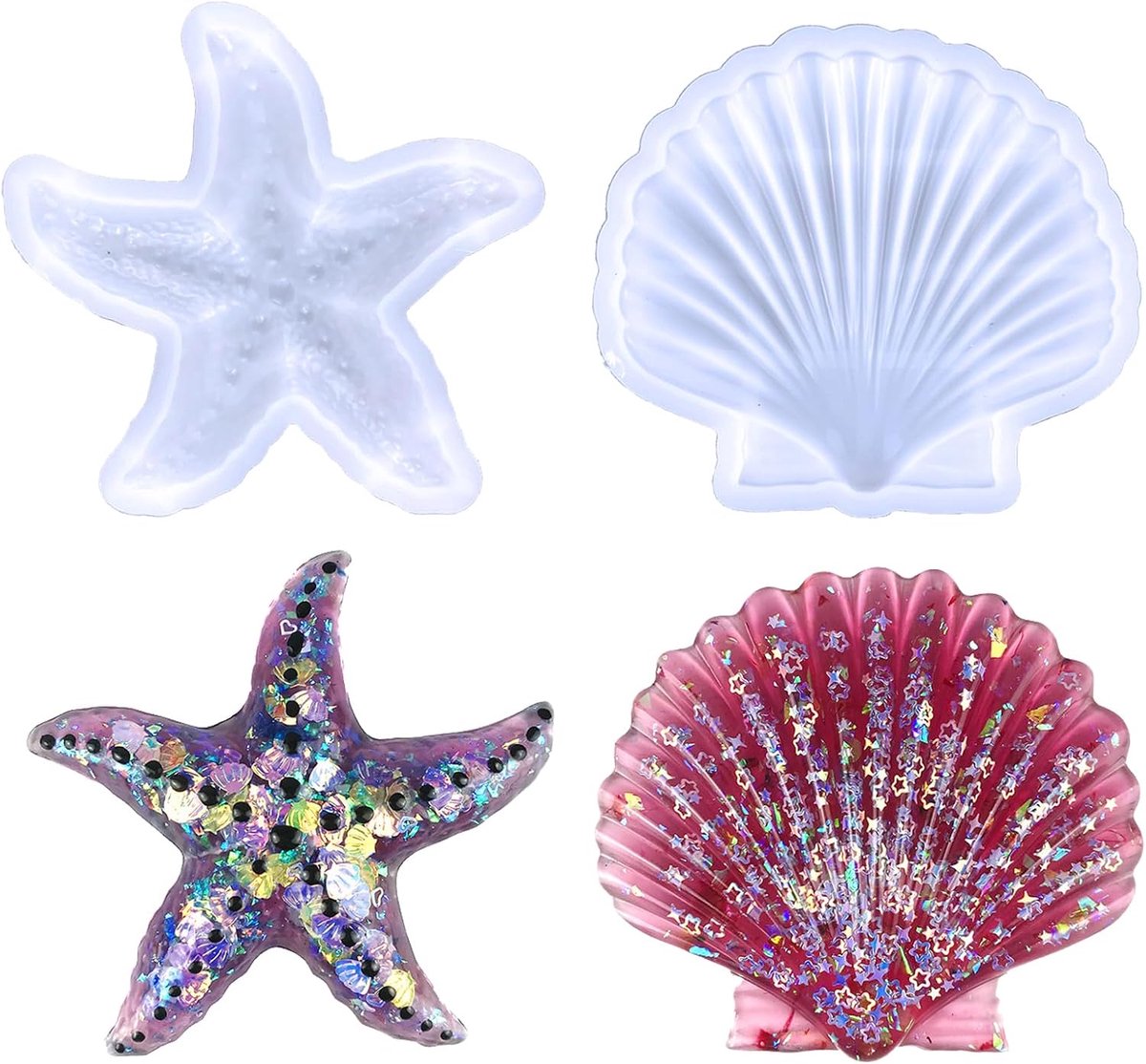 3D Zeester Shell Siliconen Mallen Marine Dier Hars Mold Zeester Shell Maken Epoxy Mould DIY Craft Casting Mold voor Gift Home Office Ornament Decor