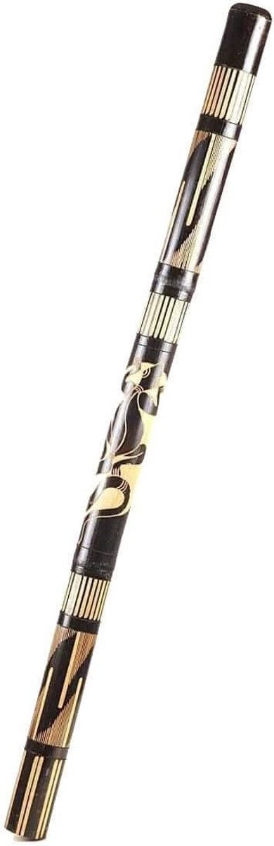 Didgeridoo bamboe hout Aborigini beschilderd gesneden instrument fair gecko schildpad dot painting (gesneden zwart)