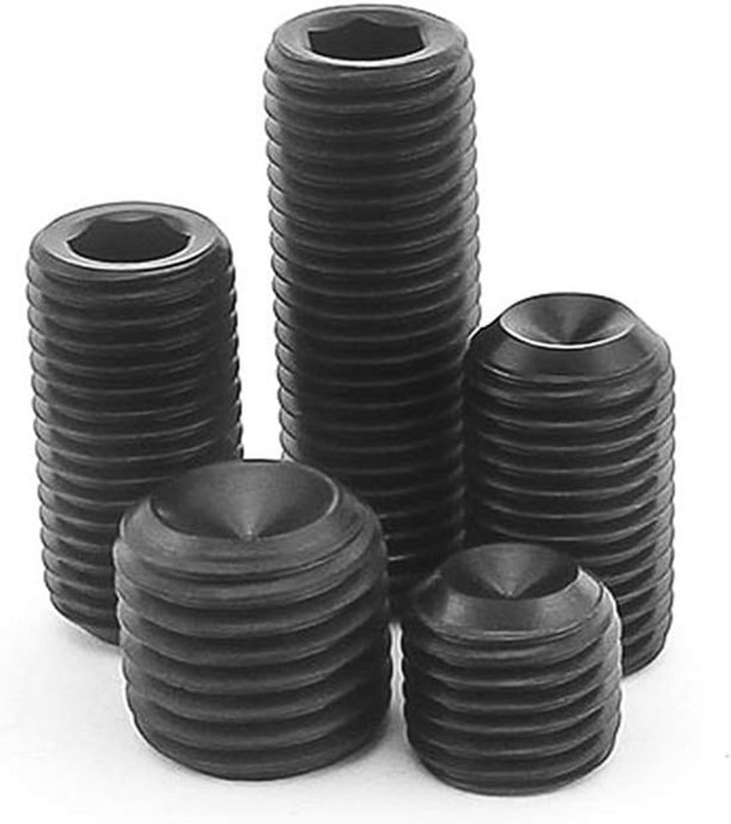 Cup Point Stelschroeven Zwart Koolstofstaal M5x12mm Set van 100