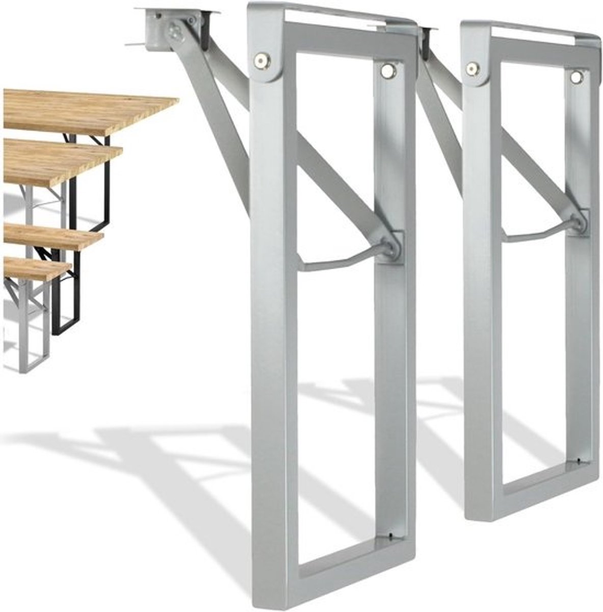 Set van 2 Klapbare Bankpoten voor Buiten - Metalen Frame voor Tuinbank