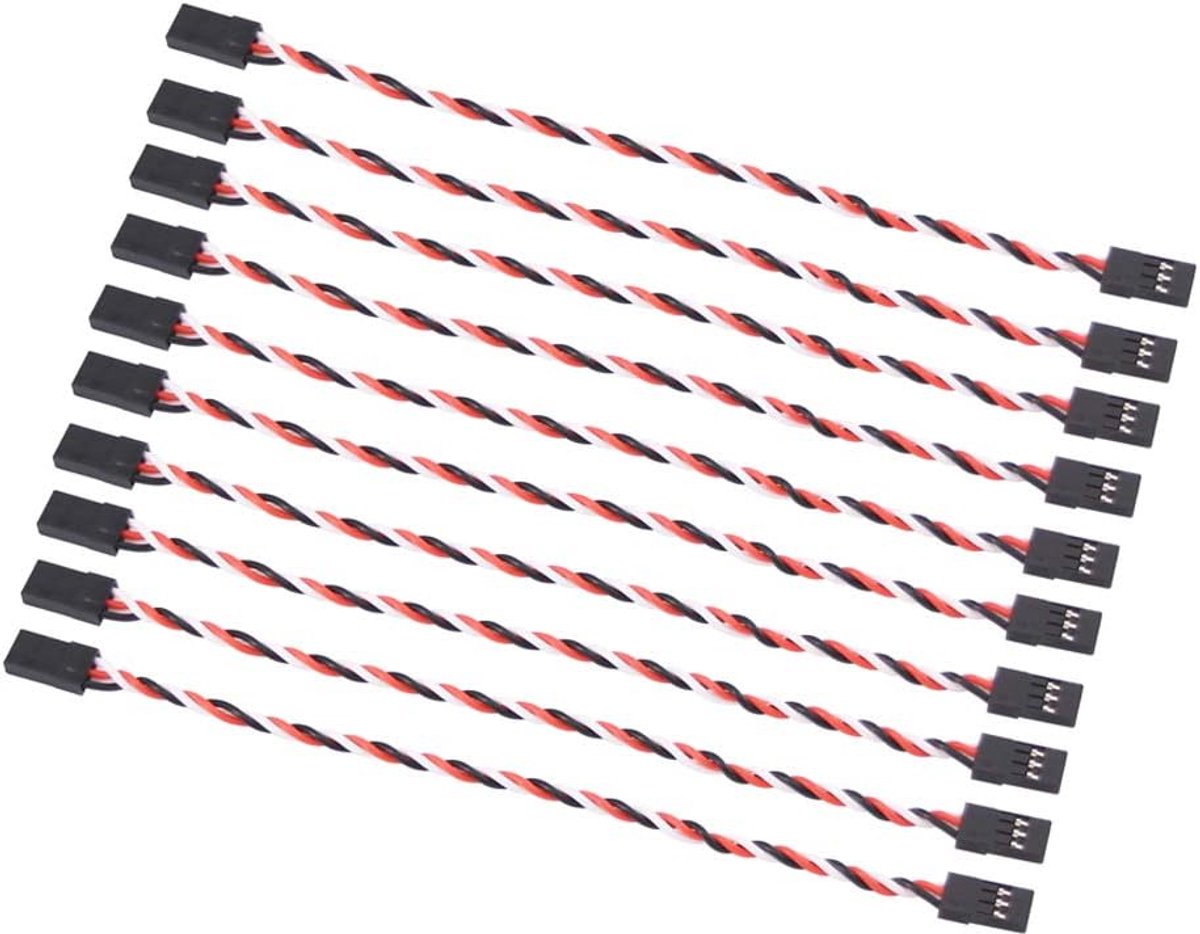 10pcs Servo Extension 30 Cords 26awg Cable 15cm Male to Male Twisted Wire for Futaba JR(C60-10)