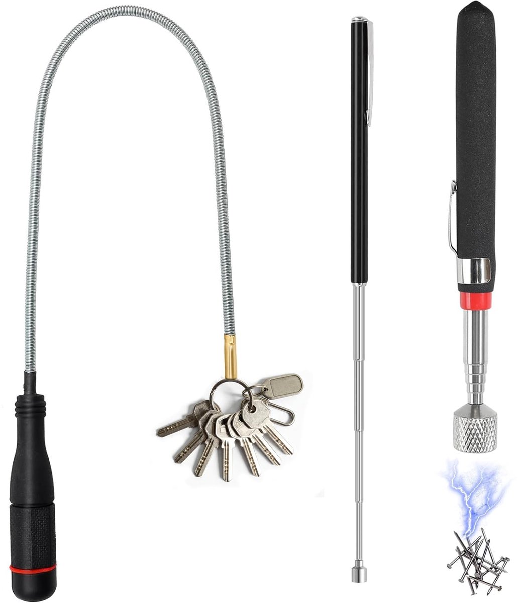 Magnetische pick-up tool, magnetisch pick-up gereedschap, flexibele mechanische magneet, telescopische magnetische gereedschapsset, voor het terugwinnen van kleine auto-onderdelen