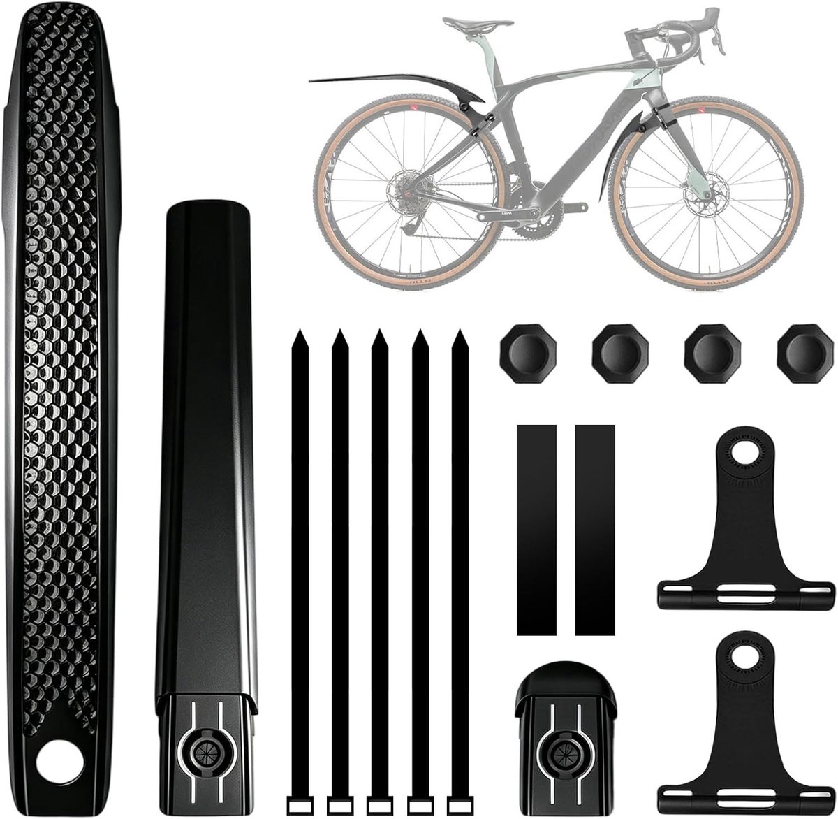 Mudguard Set voor Fietsen, Geschikt voor 32–50 mm Banden, Eenvoudige Montage zonder Boren, Ideaal voor Gravel, Mountain en Racefietsen