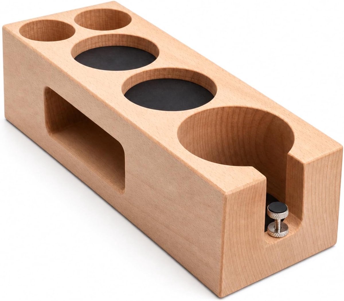 Tamperstation 58 mm, tamperstation voor 58 mm zeefhouders, in hoogte verstelbaar espresso hout tamping station