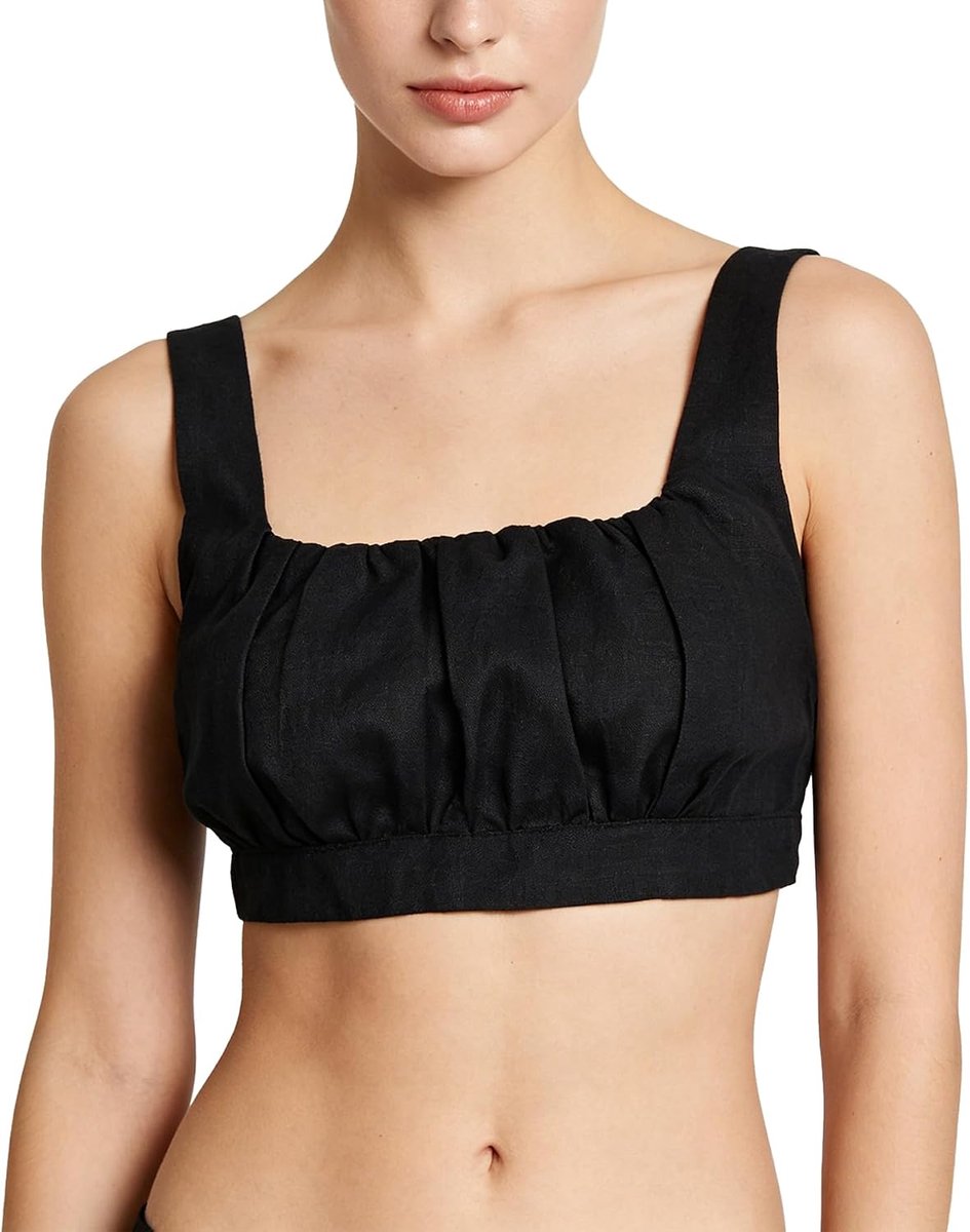 Linnen top voor dames, tanktop, zomer, crop, buikvrij bovenstuk, mouwloos topje, vierkante hals, blouse, korte brede bandjes, shirt, camisole