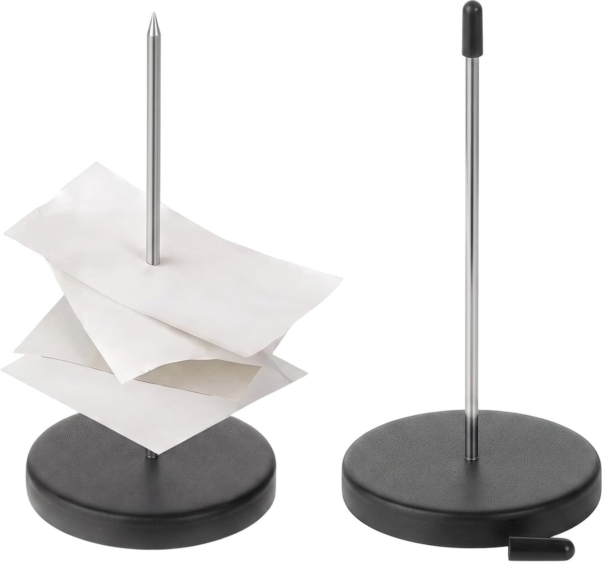 Set van 2 snoepdozen voor restaurants, rekeningshouders van zwart metaal, standaard voor bonnetjes en rekeningen met stabiele ronde basis voor keuken, kantoor, hotel en winkels, 135 x 132 x 70 mm