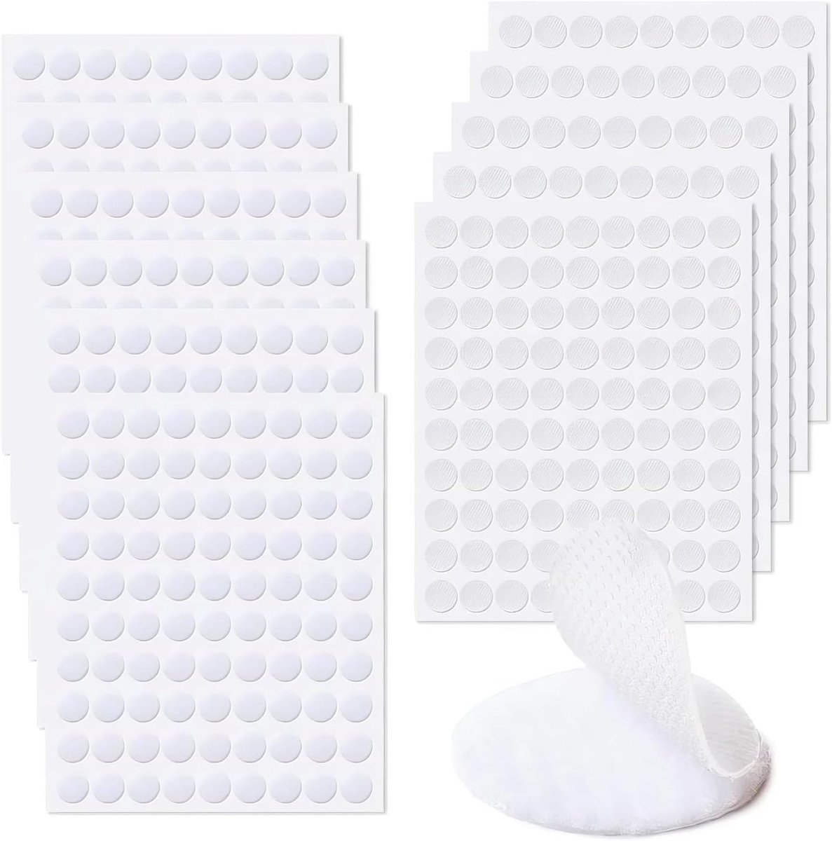 Klittenbandpunten, 1080 stuks, 10 mm, zelfklevend, premium upgrade met zacht oppervlak en sterke hechting, voor knutselen, kantoor en kinderprojecten