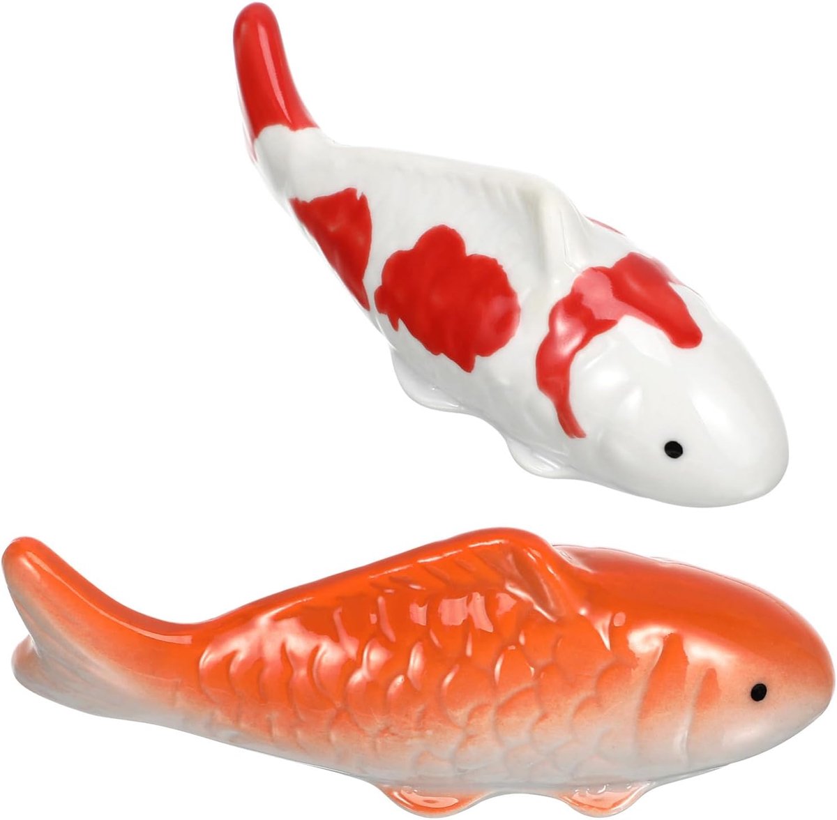 2 stuks drijvende visdecoratie, decoratieve drijvende vis aquarium onderwater ambacht, keramiek voor pond, oranje (gemengde stijl)