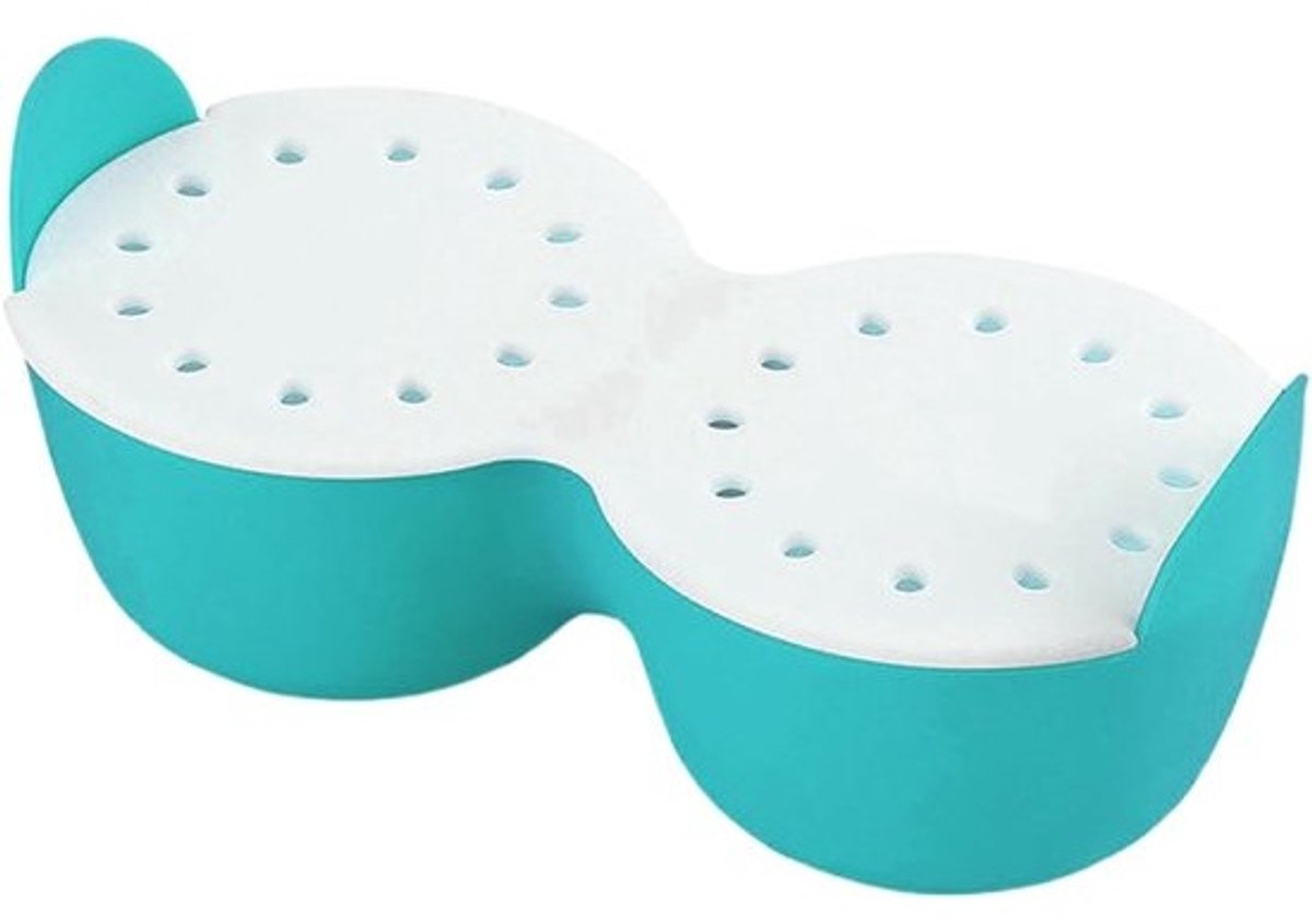 Siliconen Eiervanger - Pocheercups Eierkoker - Ontbijt Bereiden - Antiaanbaklaag - 18 cm - Blauw