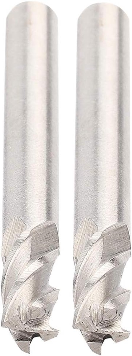 Dailygoods- Frees 2 Stuks - HSS Frees - 6 mm Snijdiameter - 4 Fluiten - Schacht 6 mm - Totale Lengte 57 mm - Freesbit