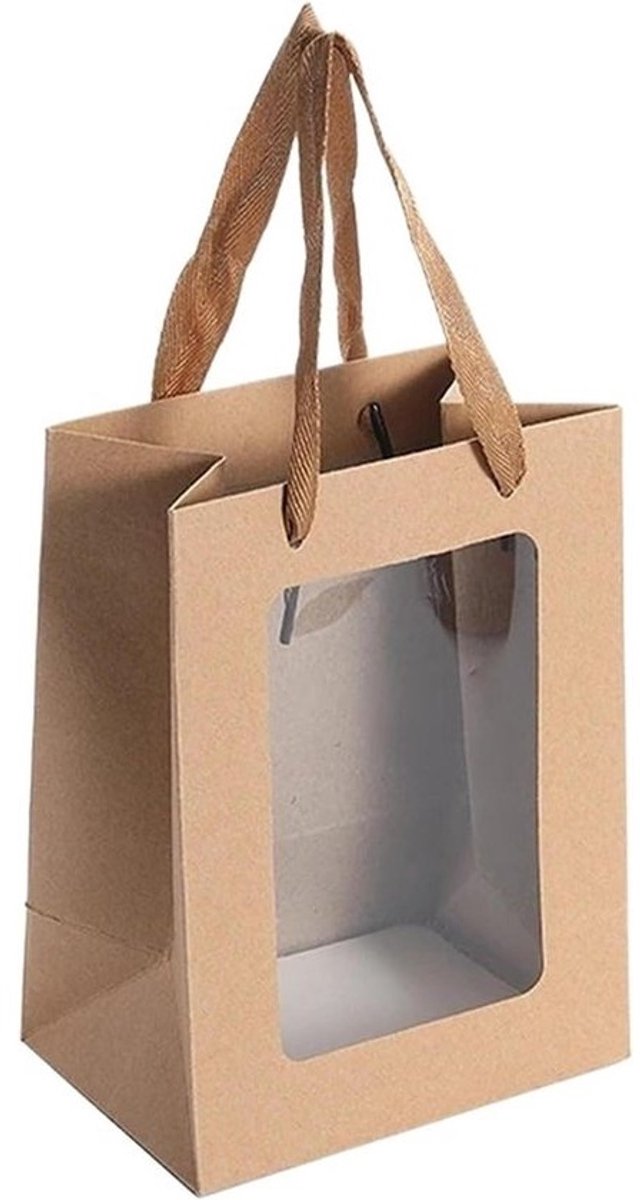Geschenkzakjes met venster - Papieren cadeauzakken - Cadeaus presenteren - Met handgrepen - 25x18x13 cm - Gekleurd