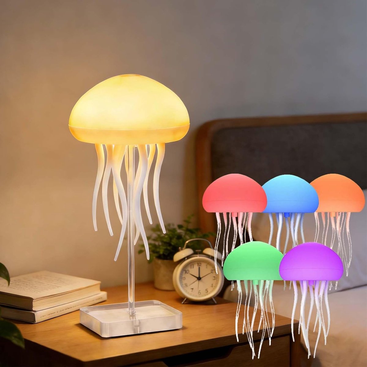 Kwallamp - met stemgeluid - RGB-verlooplicht - voor slaapkamer en nachtkastje - oplaadbare kwalnachtlamp - voor thuisgebruik - meerkleurig - 1 stuk