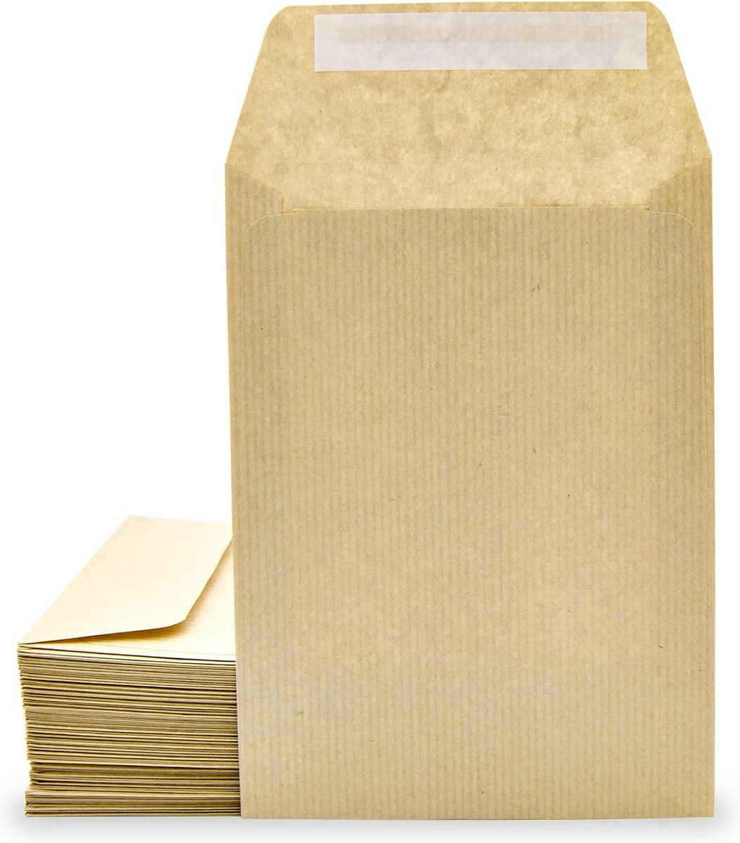 Sobres de Papel Kraft, Sobres Pequeños Tira de Silicona para Invitaciones o Bolsitas de Regalo de invitados de Boda. Medida 120x170mm. Sobres para joyas o semillas · m-office (1000 uds)