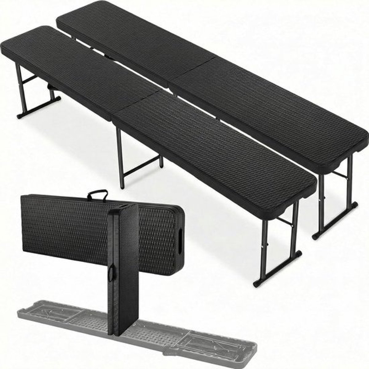 2 Stuks Opvouwbare Tuinbanken 180 cm voor Feest en Camping met Stevig Frame