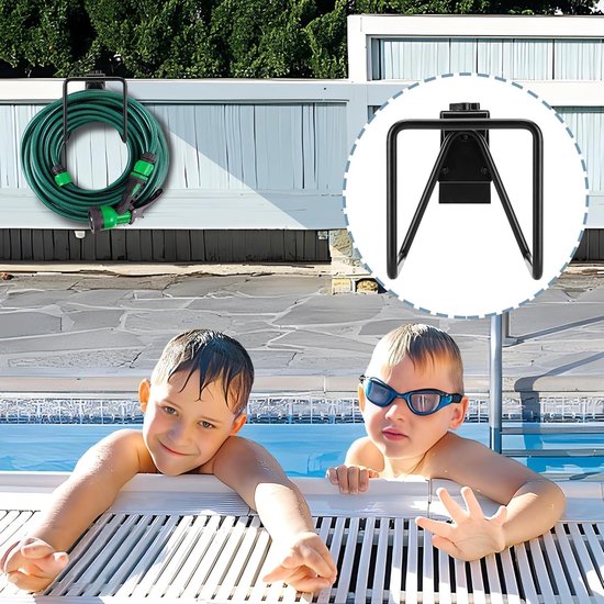 2 stuks slanghouder, metalen tuinslanghouder, wandslanghouder, robuuste slanghanger voor wandmontage, verstelbare slanghaspel voor waterslangen, opslag, verlengkabel — afbeelding 5
