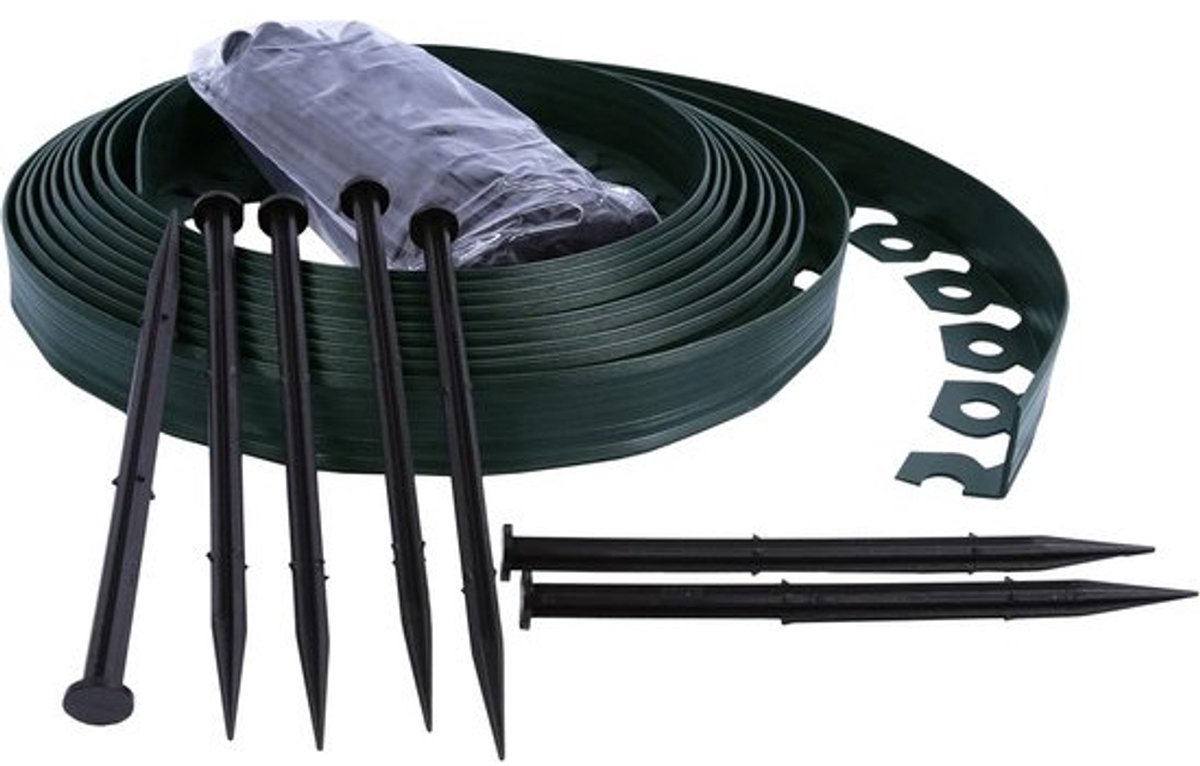 Flexibele kunstgrasrand voor tuin en gazon - 4 cm hoog, 20 meter lang