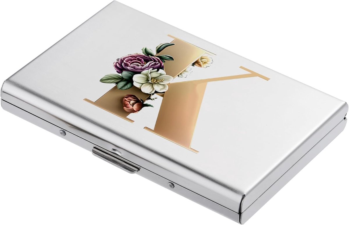 Slanke RFID Blokkerende Kaarthouder Portemonnee, Modieus Ontwerp en Artistieke Patronen, Metalen Creditcardhouder Portemonnee, voor Dames en Heren. (6 Sleuven/Zilver/K)