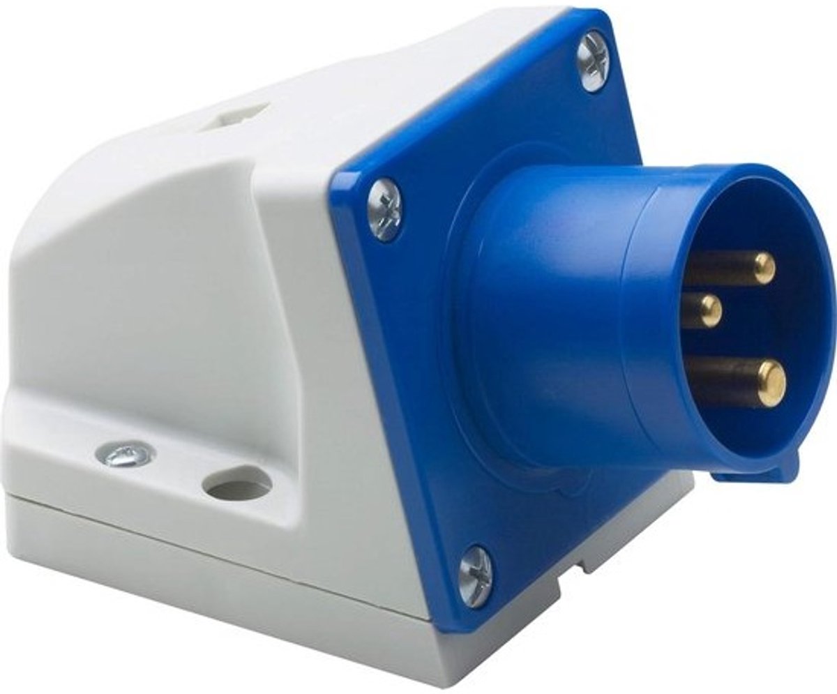 CEE-stekker Opbouw - 3-polige Stekker - Buiten Gebruik - IP44 Waterdicht - 16A 230V - Blauw