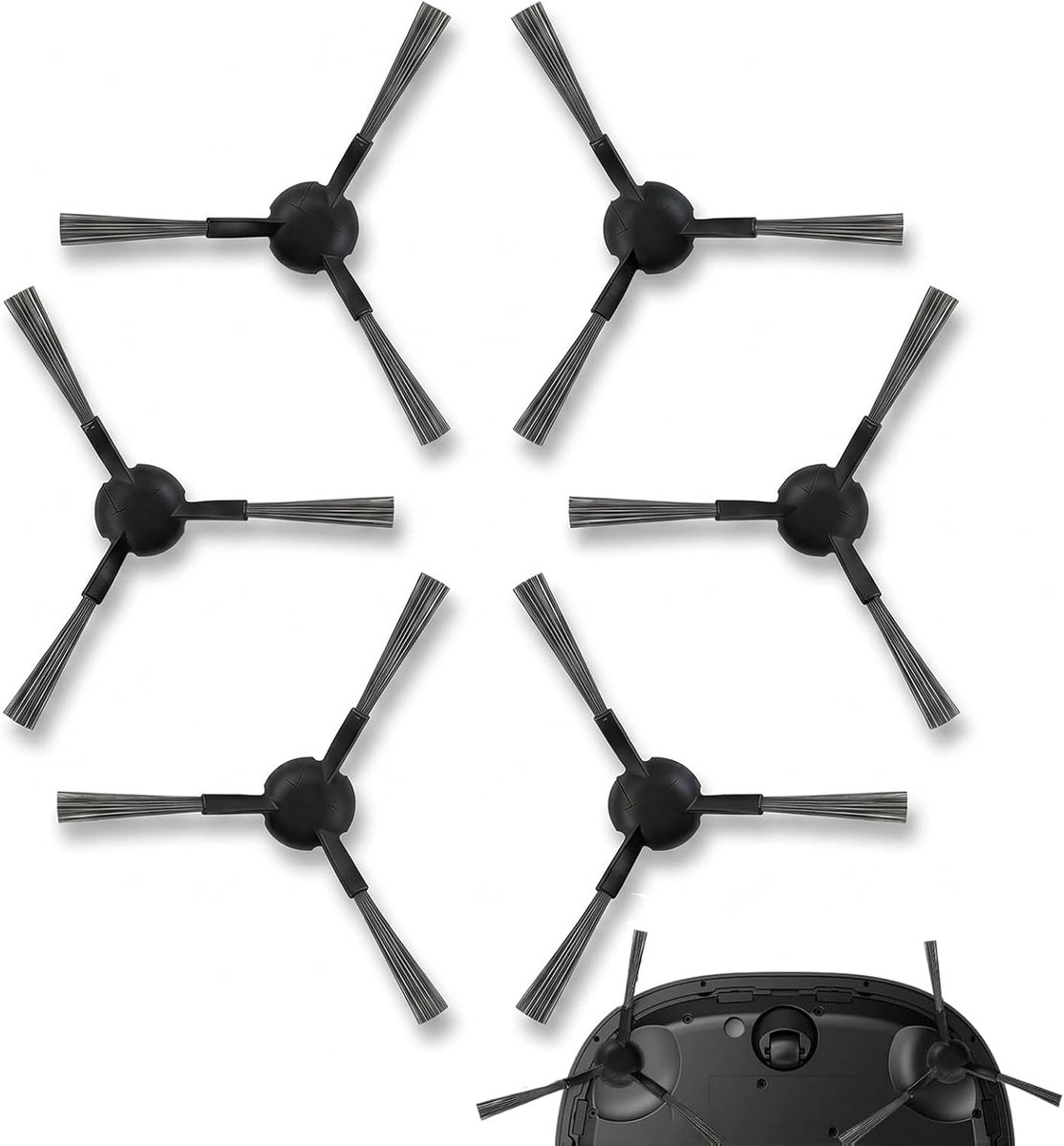 6 stuks zijborstels voor Dreame L40 Ultra AE/E30 Ultra/L10s Pro Ultra Heat Vervangende zijborstels voor L10s Ultra Gen 2/X30 Ultra/L20 Ultra/Mova S10 robotstofzuigers Flexibele siliconen.