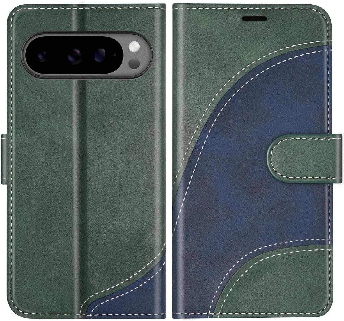 Hoesje voor Google Pixel 10 Pro XL, PU Lederen Bookcase Portemonnee Beschermhoes Telefoonhoesjes, Flip Case Beschermhoesje voor Google Pixel 10 Pro XL, Groen