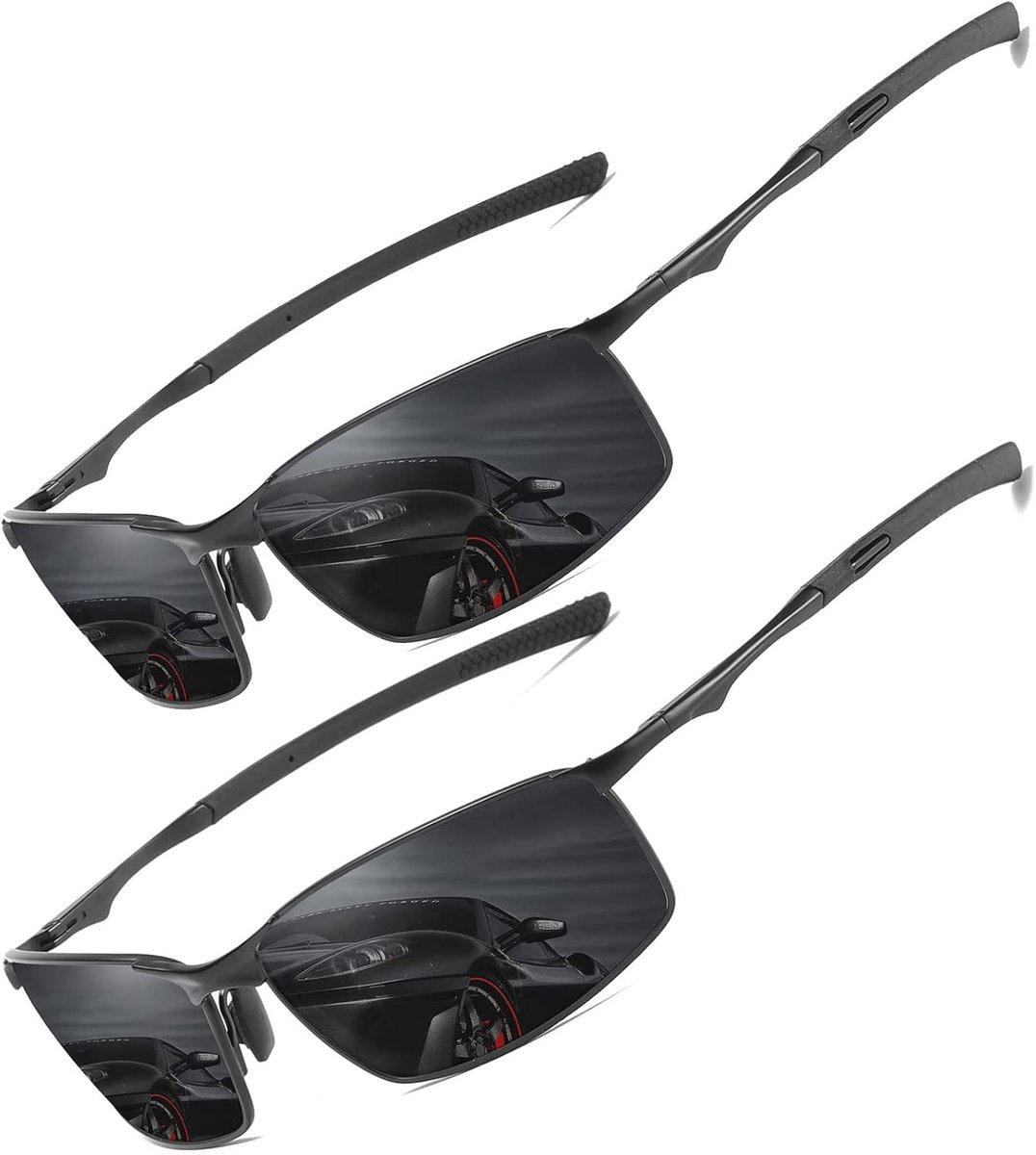 Zonnebril voor heren en dames ultra lichtgewicht rechthoekige metalen frame UV400 bescherming Zonnebrillen Cat 3 CE