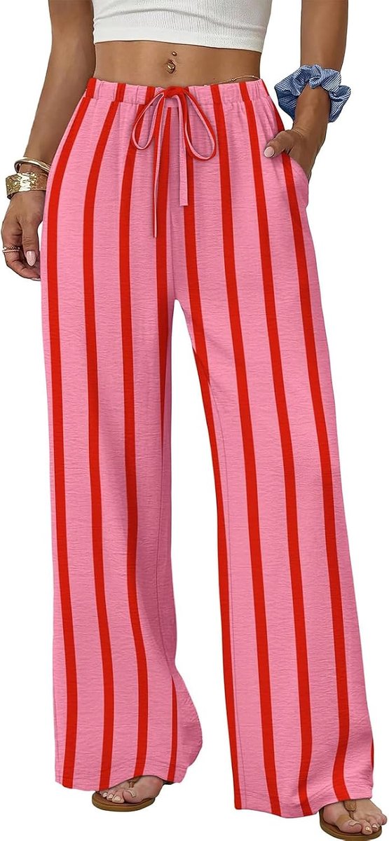 Broek Dames Zomer Elegant met Zakken en Trekkoord Losse Pasvorm Lange Broeken voor Dames Mode Koel