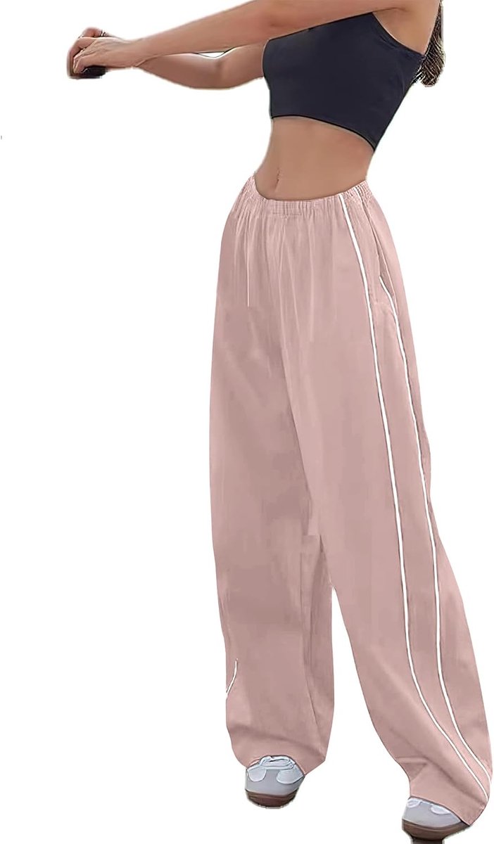 Track Pants dames parachute broek Y2k broek baggy cargobroek wijde pijpen track pants vintage baggy broek voor vrouwen streetwear elastische taille vrijetijdsbroek broek
