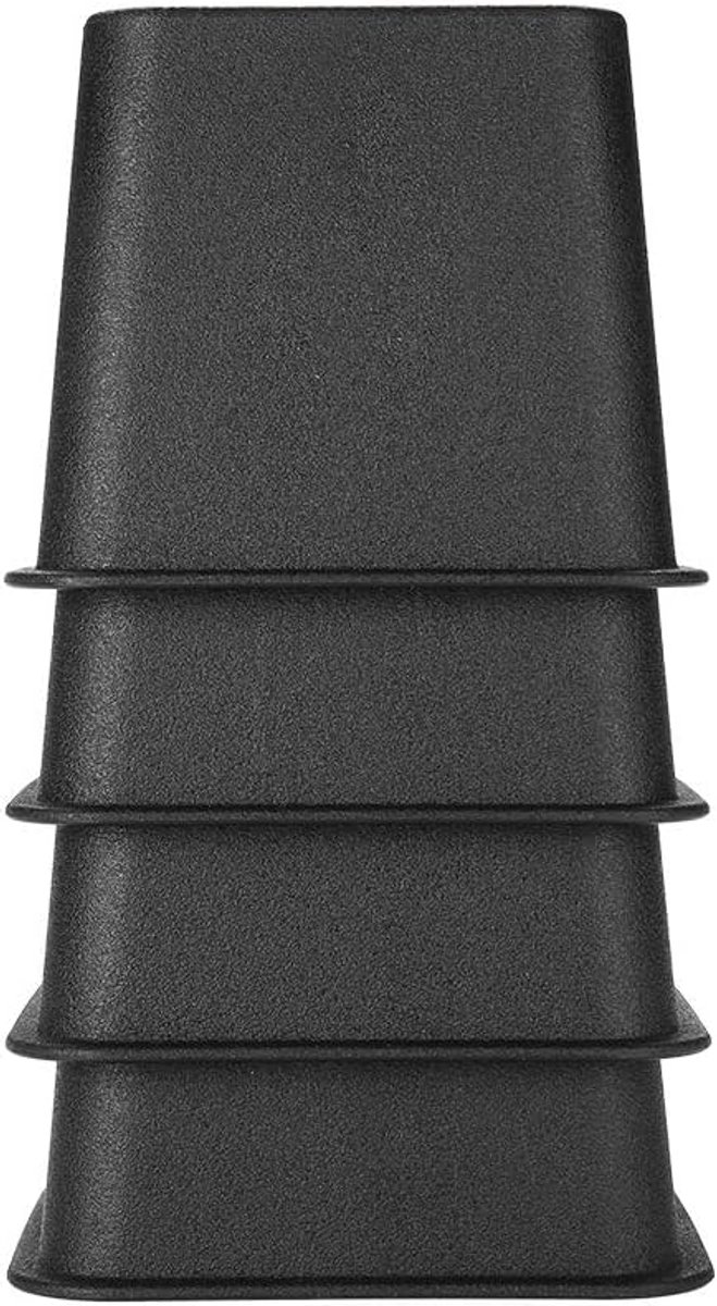 Bed- en meubelverhoger Verstelbaar en stapelbaar Vierkant Antislipbestendig, Geschikt voor alle soorten bureaus Sofa Stoelen PP Plastic Zwart 4 stks/set 3 inch