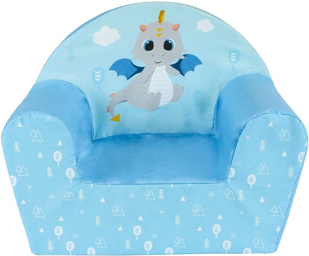 House | Leon the Dragon Clubstoel voor kinderen van schuim | H42 x L 52 x D 33 cm | Oorsprong Frankrijk gegarandeerd | Babystoel maanden | Wasbare hoes | Meubels voor babykamer