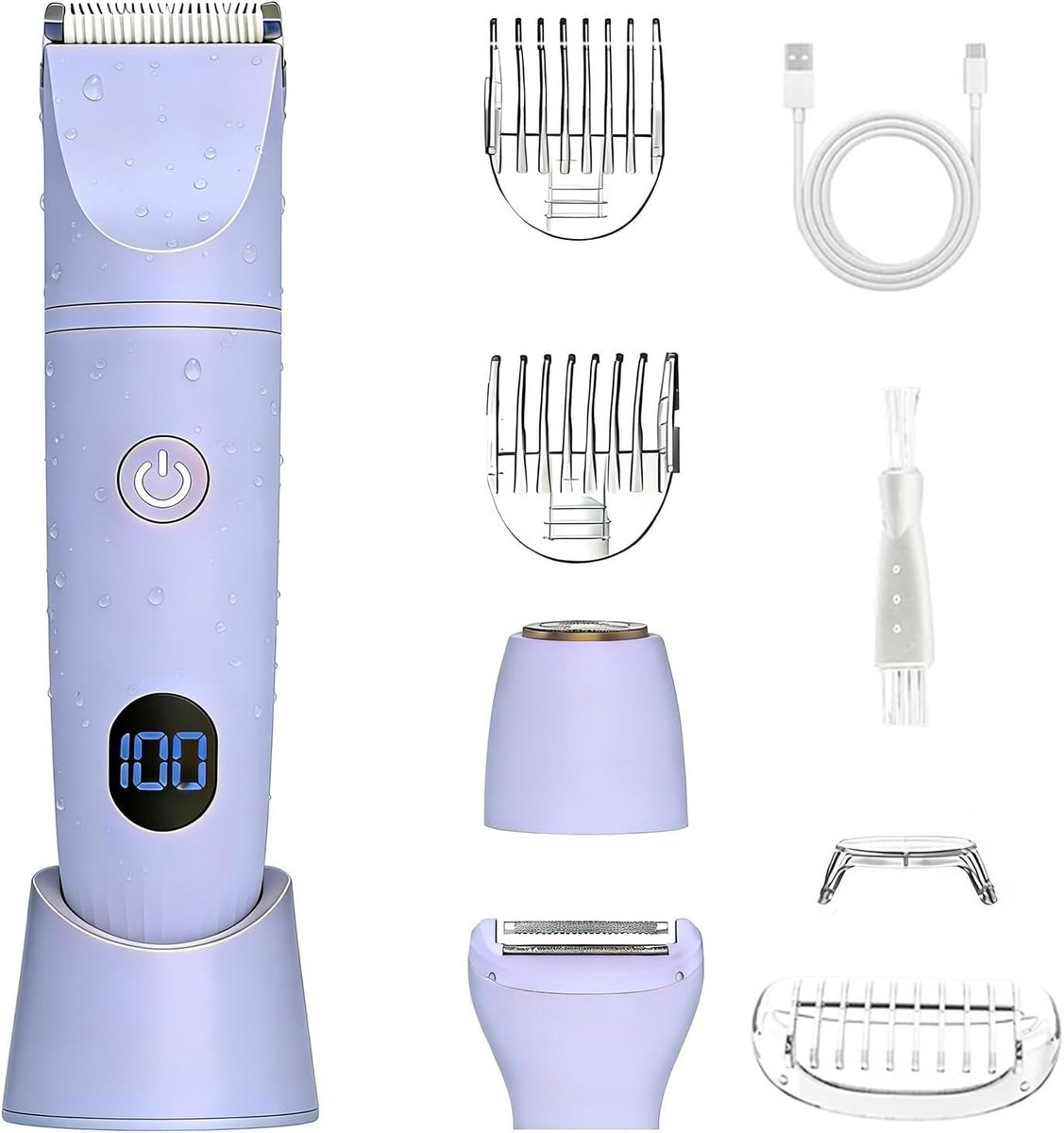 Dames, intieme scheerapparaat voor vrouwen, gezichtshaarverwijderaar voor vrouwen, trimmer voor de bikinizone, voor benen, armen, oksels en bikinizone, IPX7