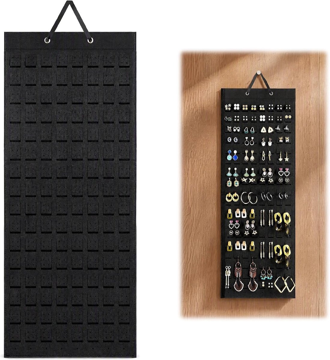 Sieradenorganizer, 74 x 29 cm, sieradenopslag, muur, zwart