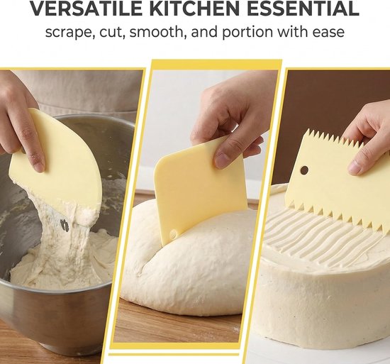 3 stuks gebakhoorn van PP-kunststof, BPA-vrij, zacht, voor het snijden van aardappelen, rand en wig, scherpe bakkerssnijder, antislip — afbeelding 5