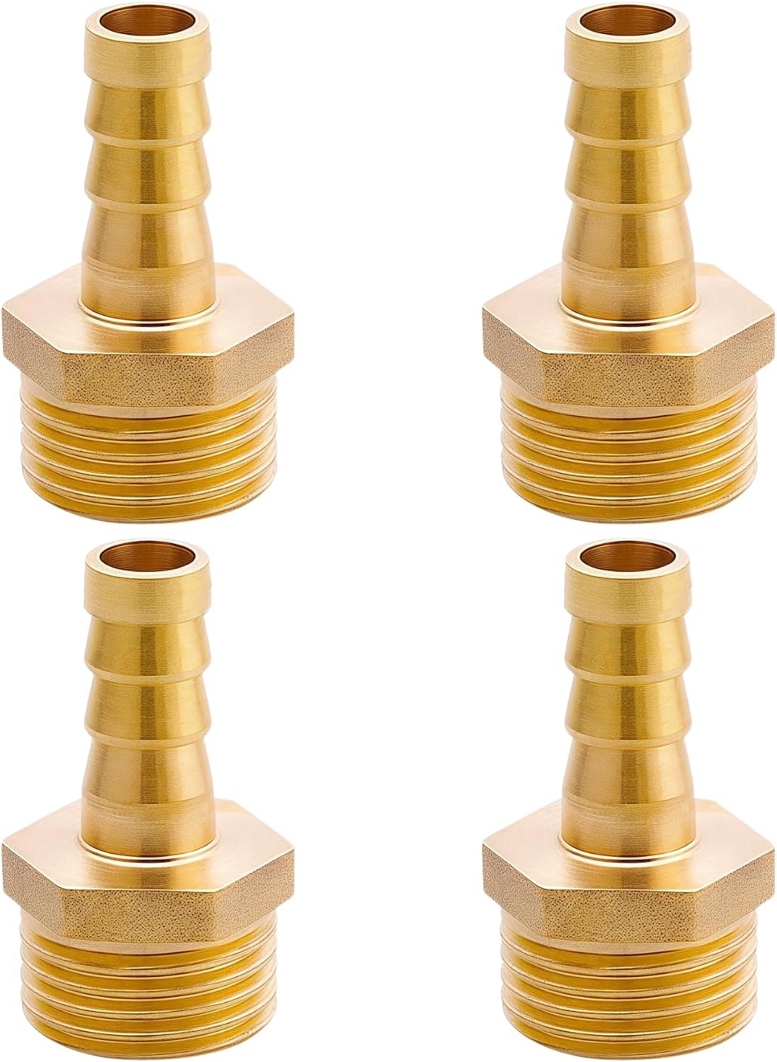 Hose Spout Schroefverbinding G1/2 inch (Ø20.3mm) - Messing - 4 stuks met 10mm slangkoppeling - Geschikt voor DN15 - Homevero