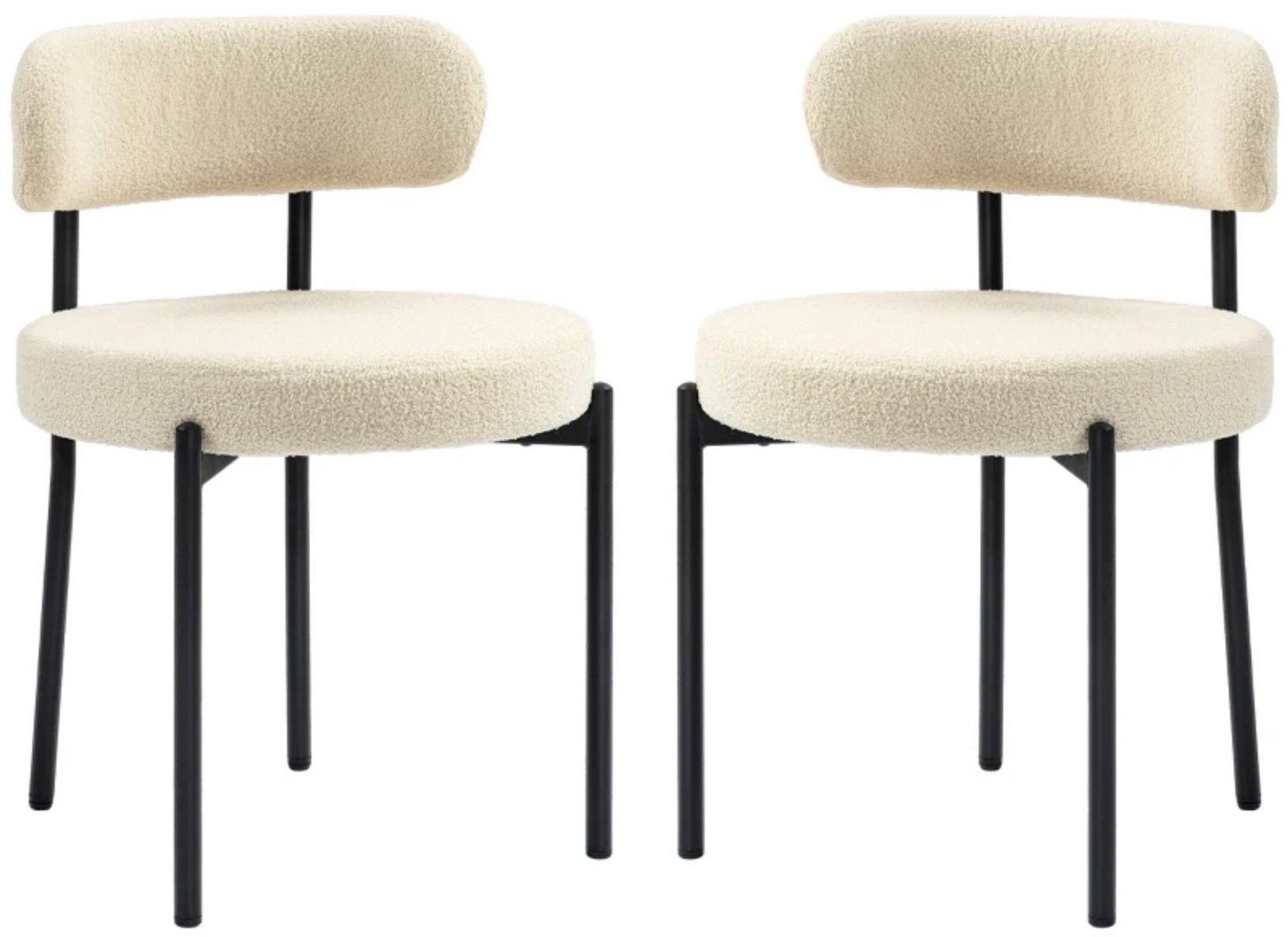 SONNENH Eetkamerstoelen set van 2 - Bouclé-look polyester - Stalen poten - Beige