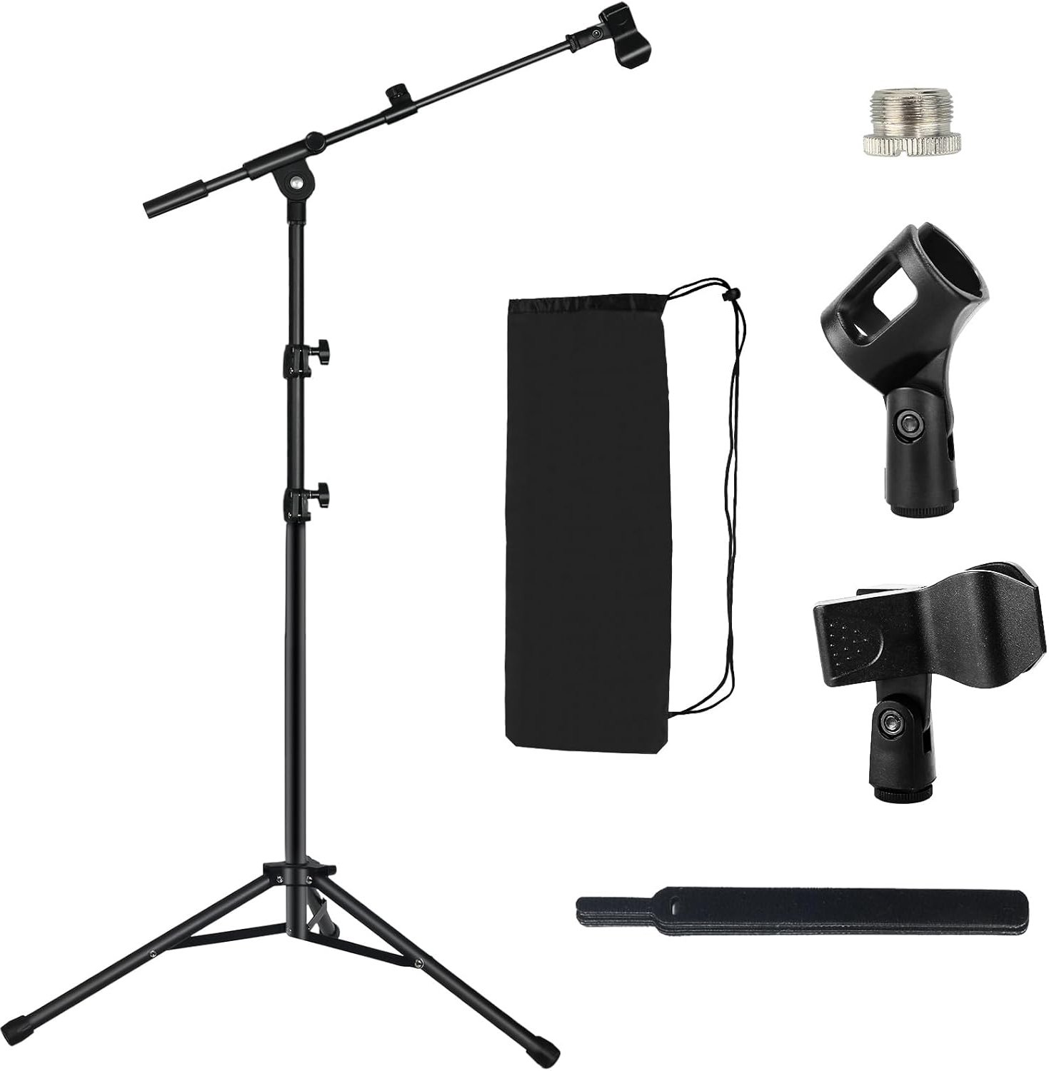 SnelShoppen - Tripod Microfoonstandaard met Boomarm voor Opname, Stabiele Statief met Draagtas, 5/8" Adapter, 2 Clips en Kabelbinders, Perfect voor Fe