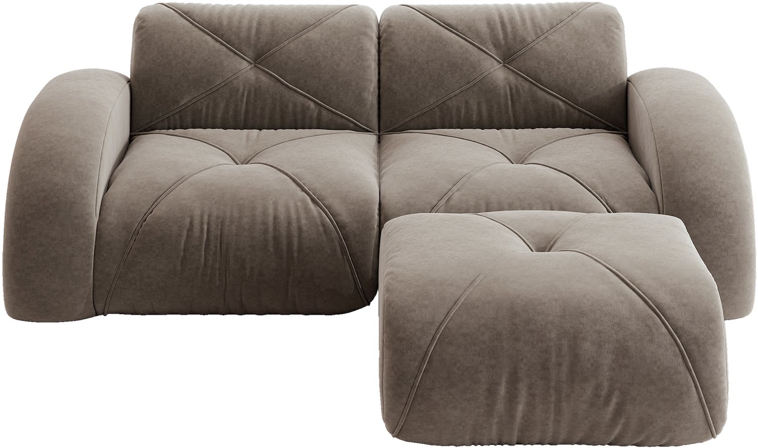 SONNENH Modulaire 2-zitsbank met ottoman - Chenille - 204 cm - Taupe