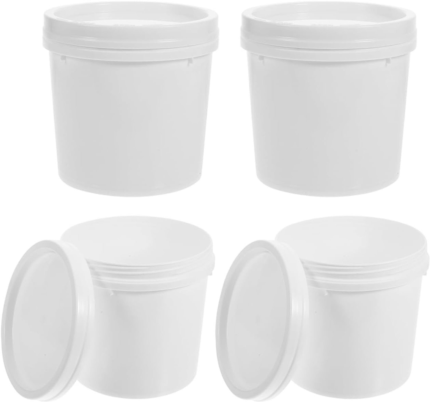 Lege verfemmer 1L met schroefdeksel - 4 stuks ronde industriële containers voor voedselopslag en multifunctionele wateroplossingen