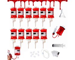 Pack of 11 Reusable Blood Bags, Halloween Blood Bag Drinking Bag, 350cc, Blood Bag for Drinks, Halloween Drinking - ShopVlot