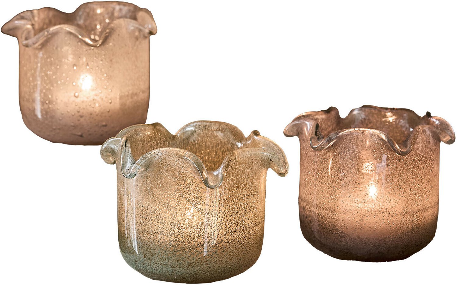 Loberon Windlichtje set van 3 Venara bont