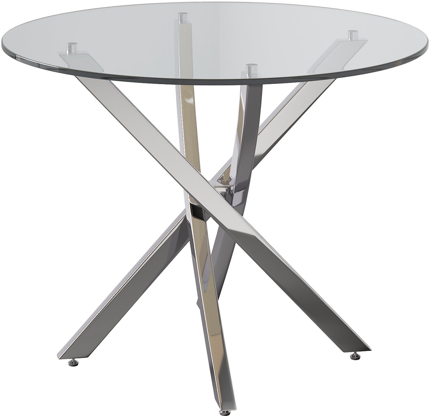 SONNENH Eettafel - Glazen blad met gekruiste poten - 80 x 80 x 75 cm - Transparant/zilverkleurig