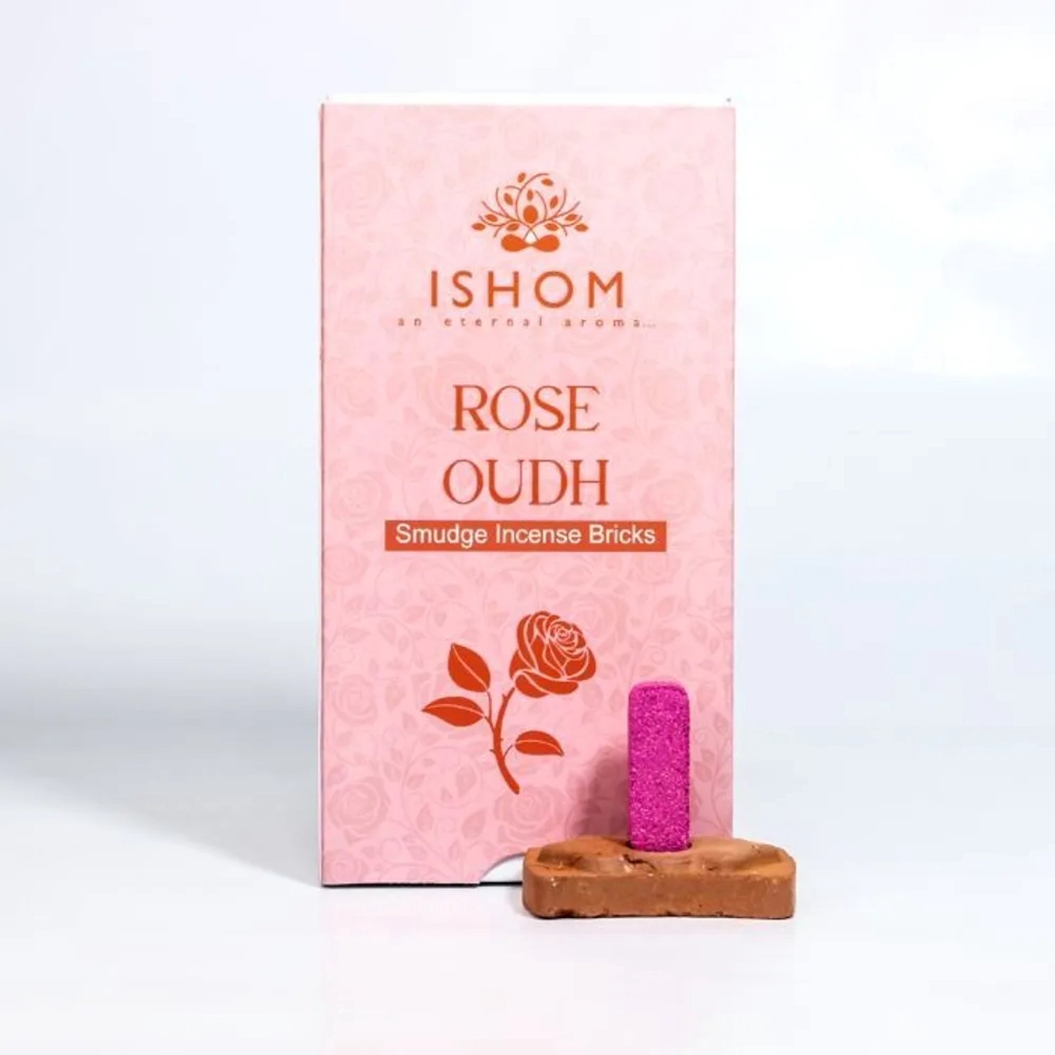 AUM Fragances 2x stuks Natuurlijke wierook blokjes en brander - Roos Oudh- voor liefde - 2x15 blokjes naturel